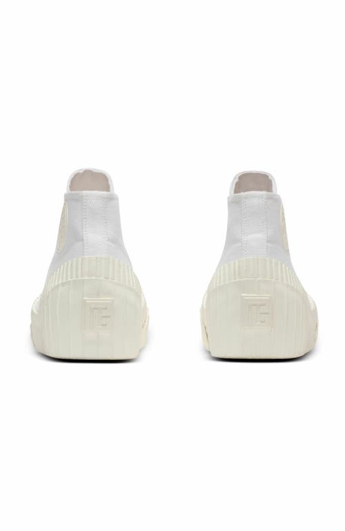 Balmain Riff Low Canvas Sneakers In White
