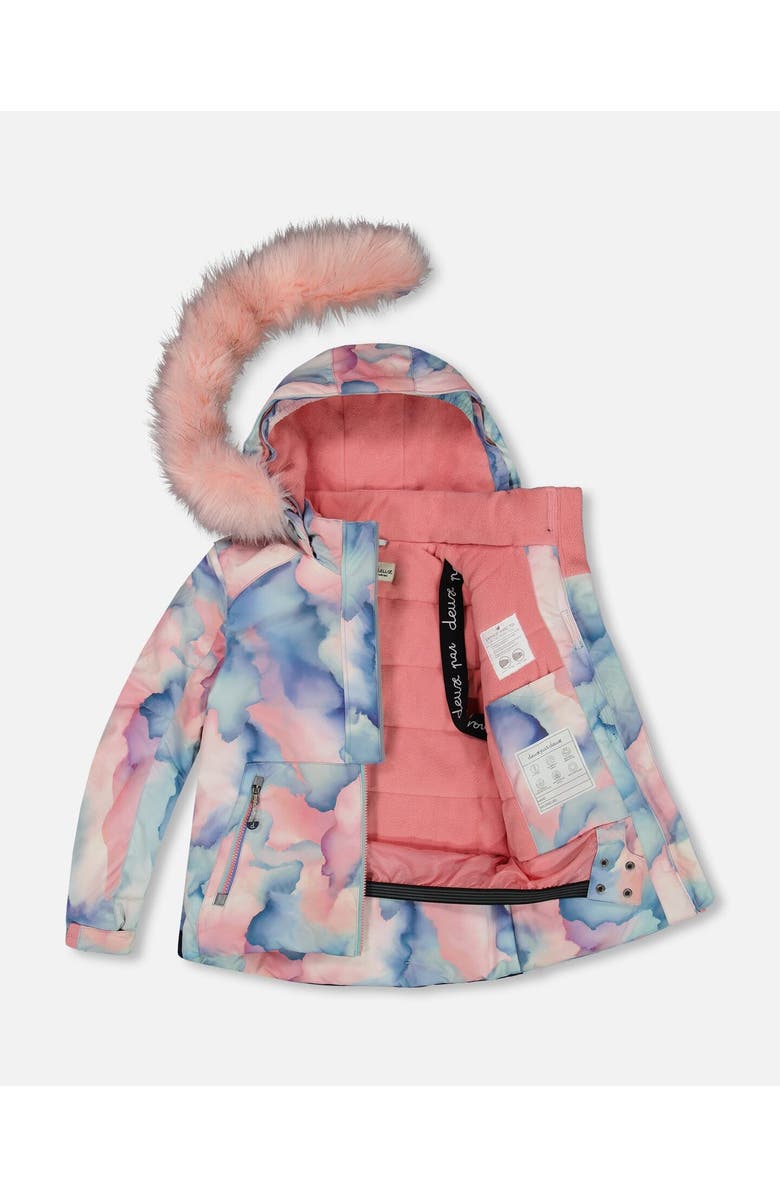 Deux par Deux Girl's Two Piece Snowsuit Printed Pastel Watercolor And Dusty Pink, Alternate, color, 