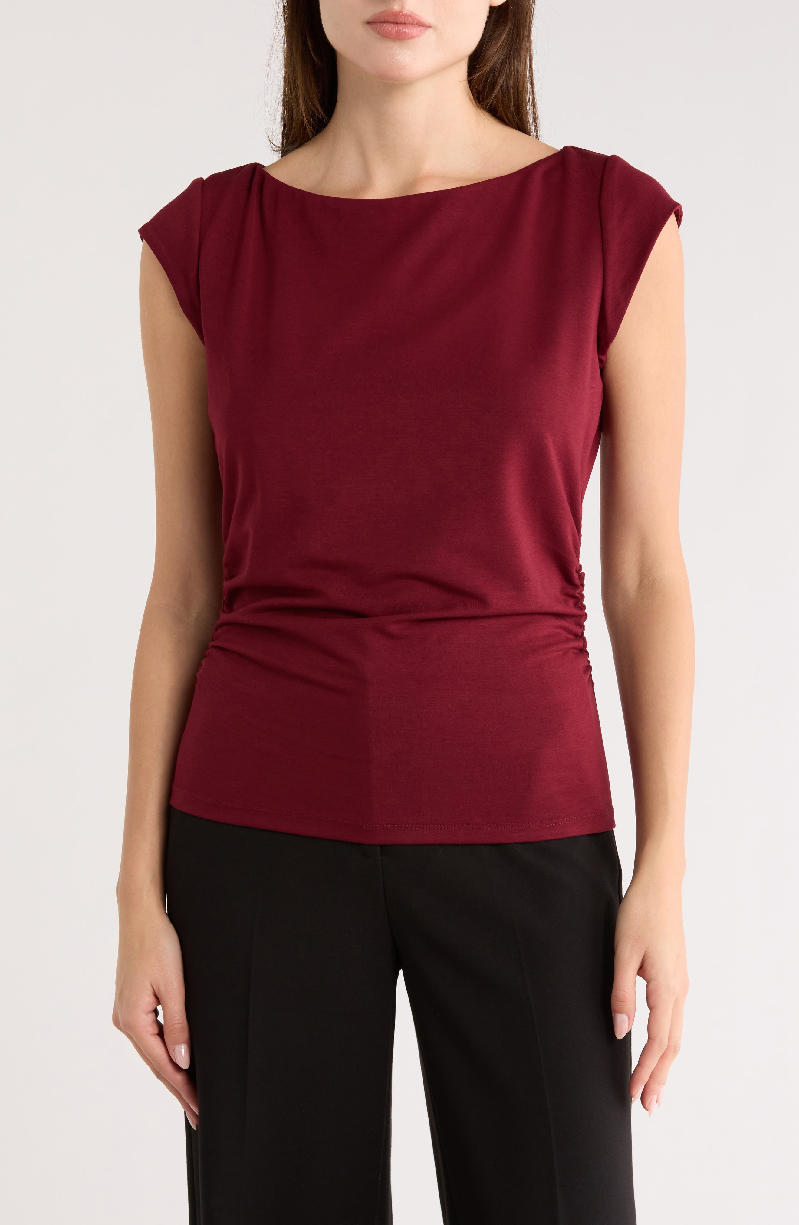Cap Sleeve Ruched Side T-Shirt - image 5