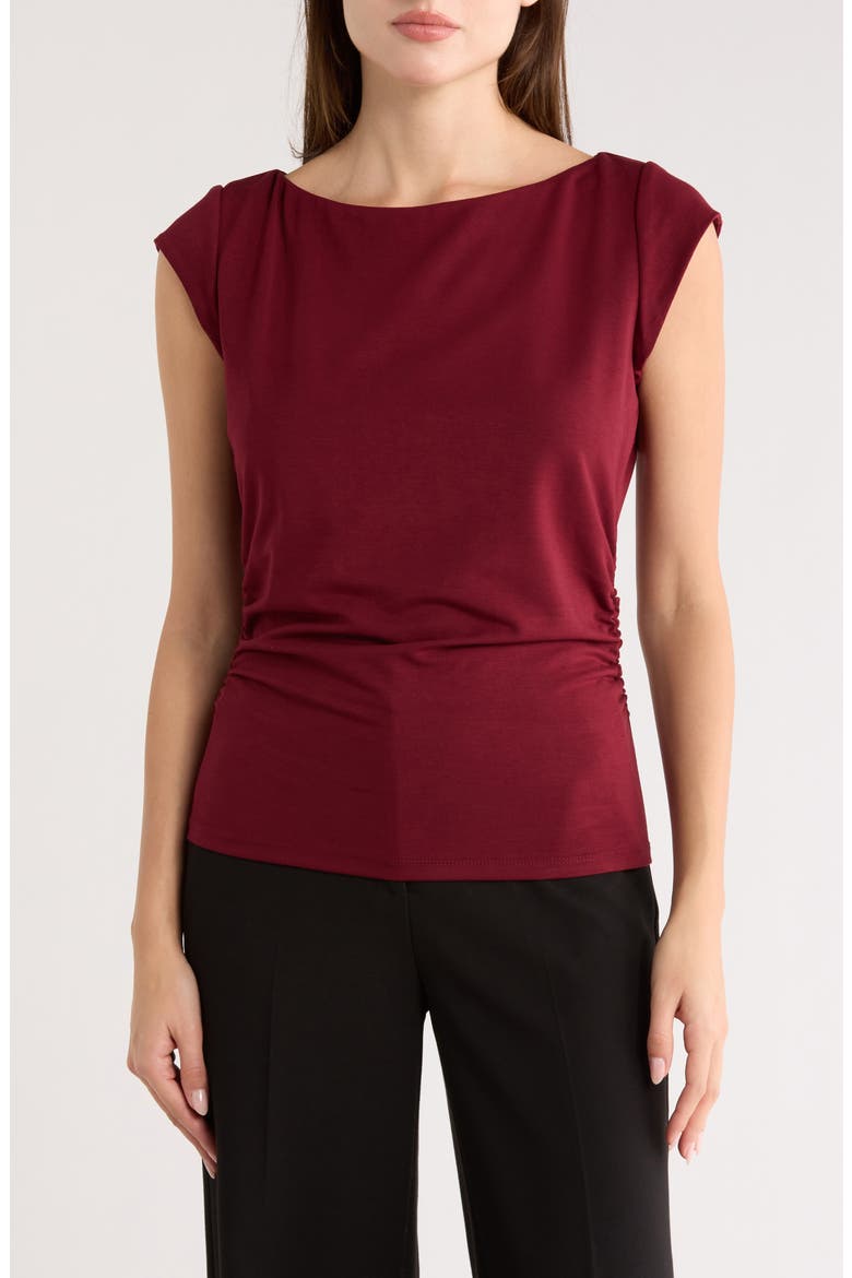 Cap Sleeve Ruched Side T-Shirt, Main, color, ZINFANDEL