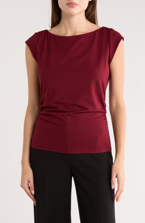 Cap Sleeve Ruched Side T-Shirt