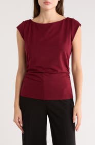 DR2 by Daniel Rainn Cap Sleeve Ruched Side T-Shirt