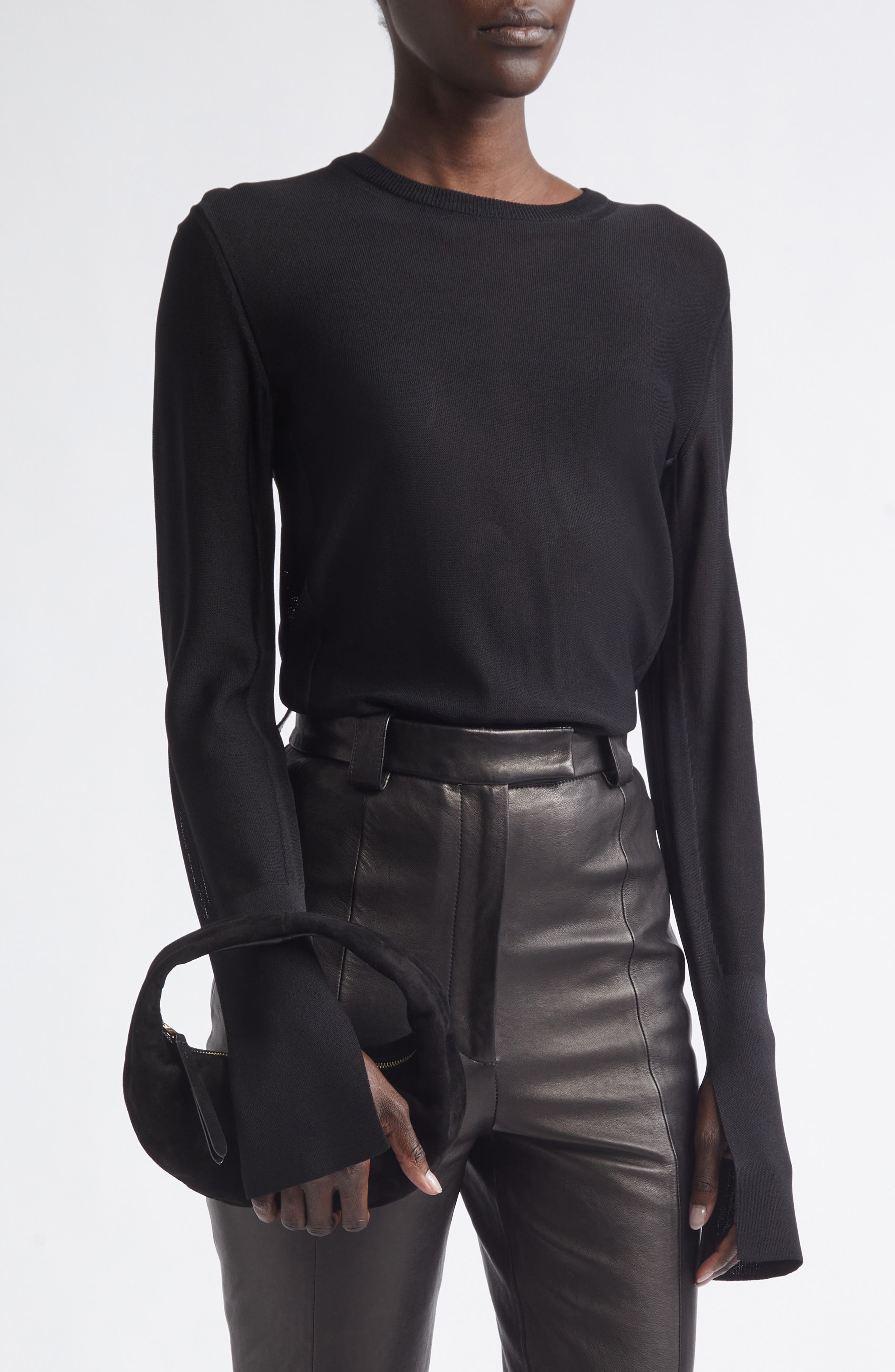 Mini Olivia Suede Hobo Bag, Alternate, color, BLACK