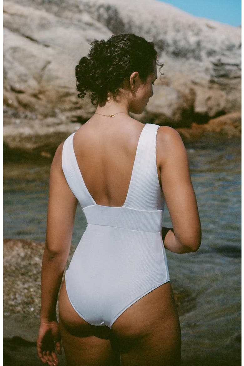 Mykonos Ribbed One-Piece Swimsuit, Alternate, color, WHITE