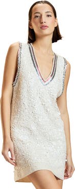 Cynthia Rowley Sequin V-Neck Mini Knit Dress
