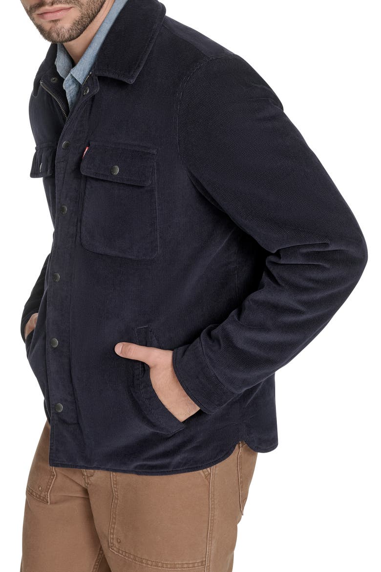Corduroy Insulated Zip-Up Jacket, Alternate, color, NAVY