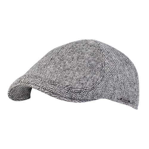 Wigens Herringbone Shetland Pub Cap With Curved Peak In Gray
