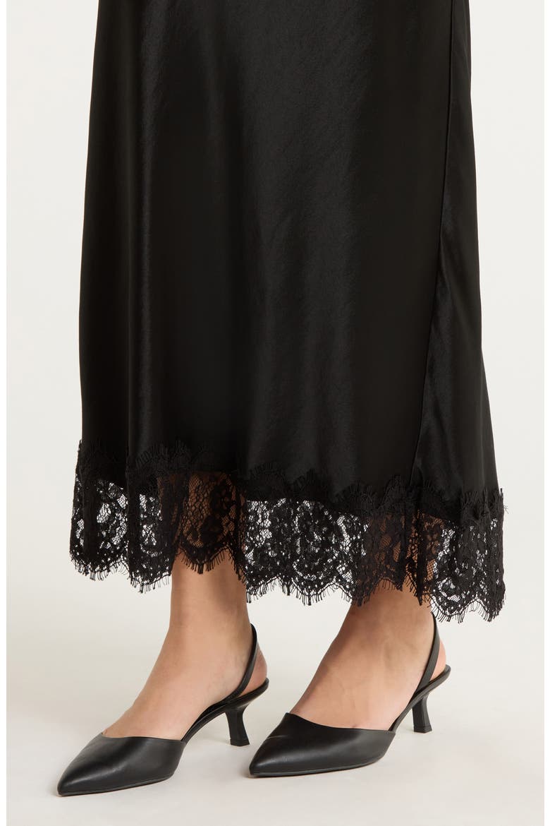 The Lacy Favorite Satin Maxi Skirt, Alternate, color, BLACK