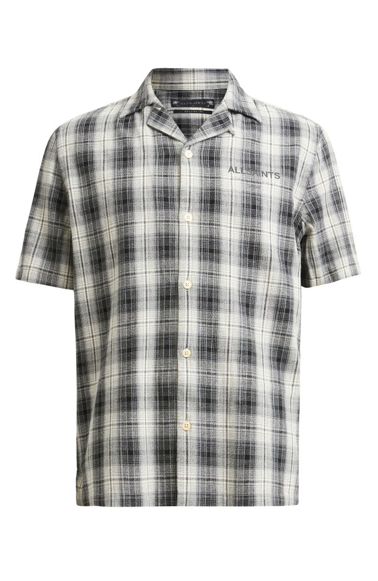 AllSaints Undermono Plaid Button-Up Shirt, Alternate, color, Black/ White