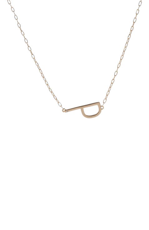 Gold Elongated Initial Pendant Necklace