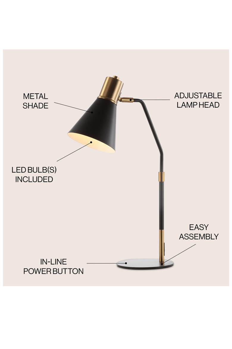 Apollo 22.5" Metal LED Task Lamp, Black/Brass Gold, Alternate, color, Black/Brass Gold