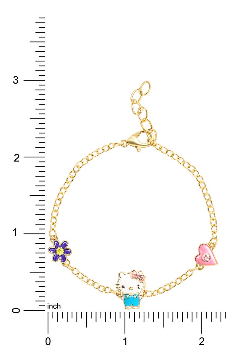 Hello Kitty® Cubic Zirconia & Enamel Charm Bracelet & Necklace Set, Alternate, color, PINK AND GOLD