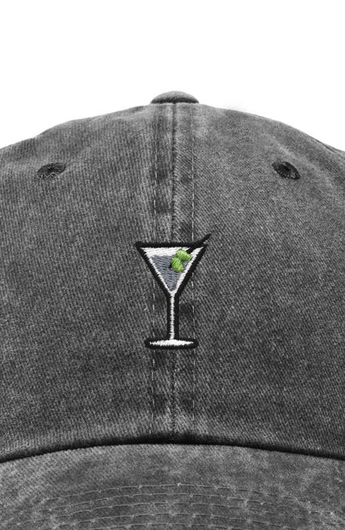 Dalix Martini Embroidered Casual Cap In Washed Black