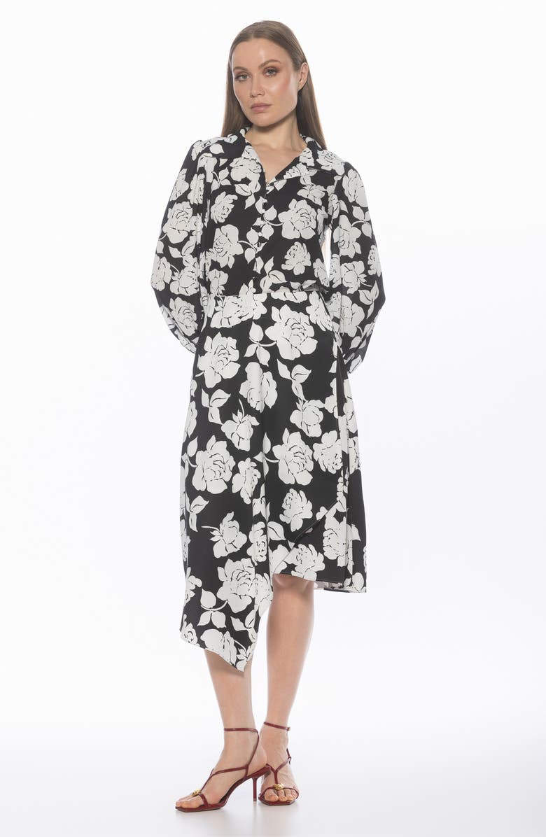 Alexia Admor Rah Covered Button-Down Top, Alternate, color, Black White Floral