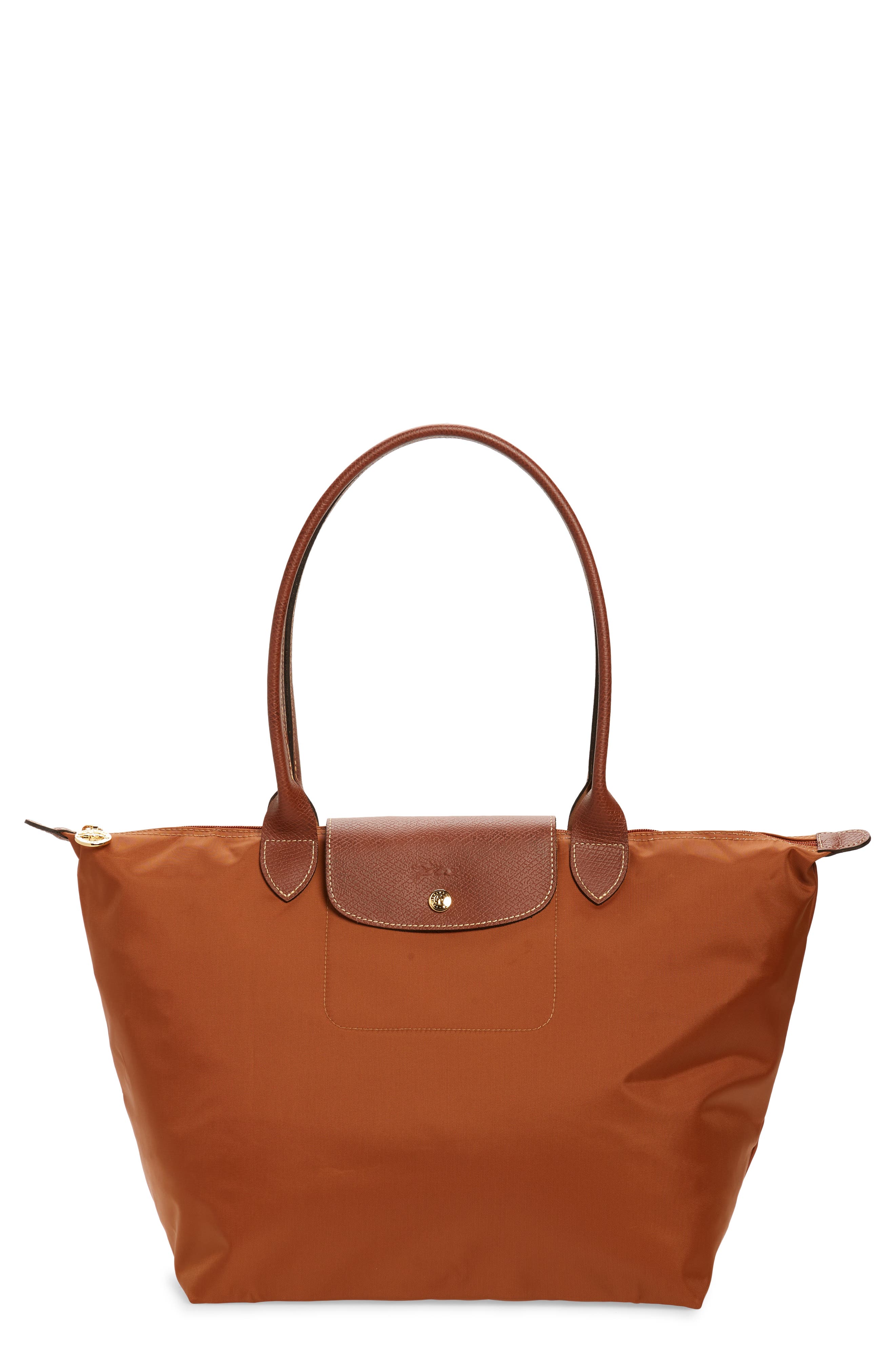 Longchamp Large Le Pliage Recycled Nylon Tote, Main, color, Cognac