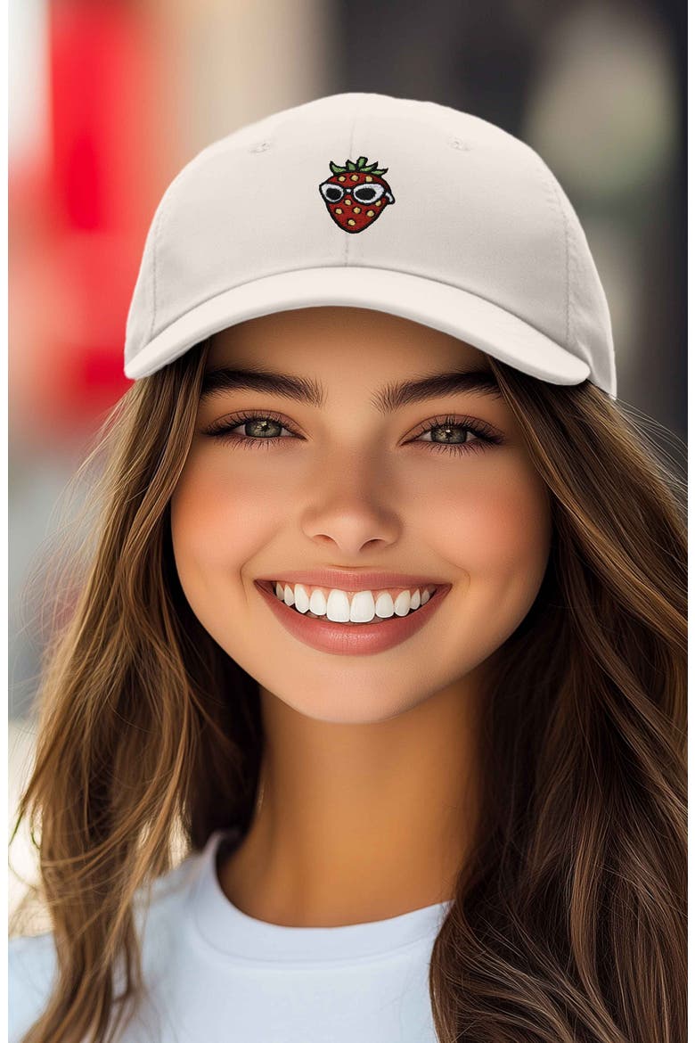 Strawberry Embroidered Casual Cap, Alternate, color, Beige