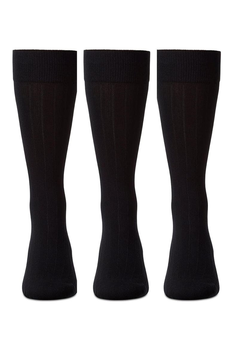 3-Pack Rib Dress Socks, Alternate, color, BLACK