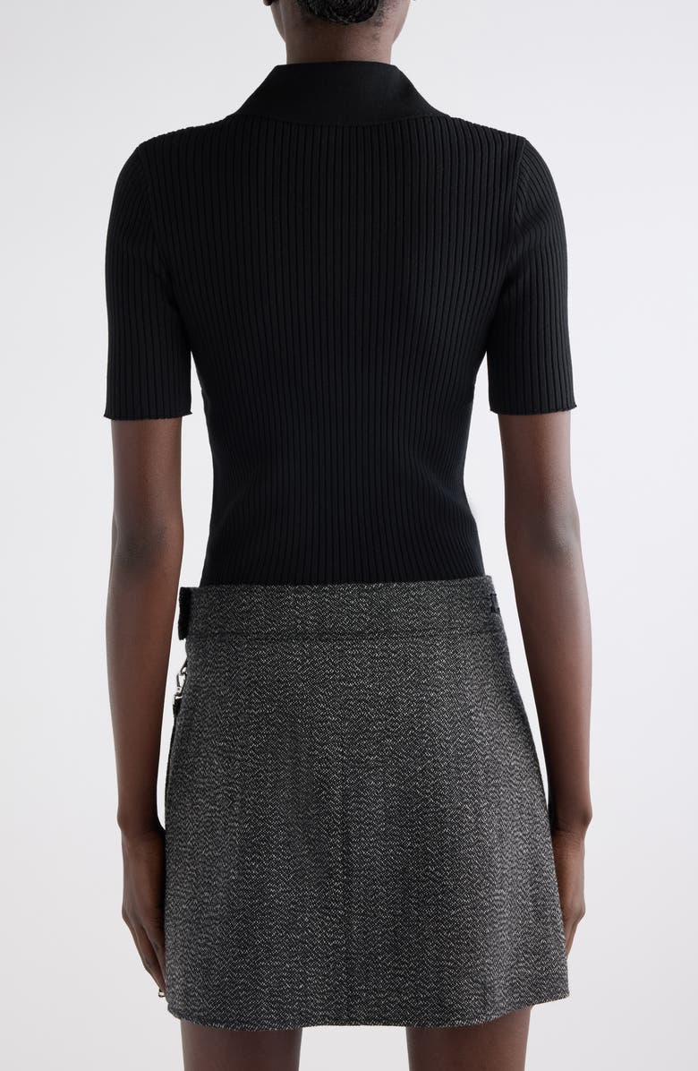 Courrèges Signature Rib Polo Sweater, Alternate, color, Black