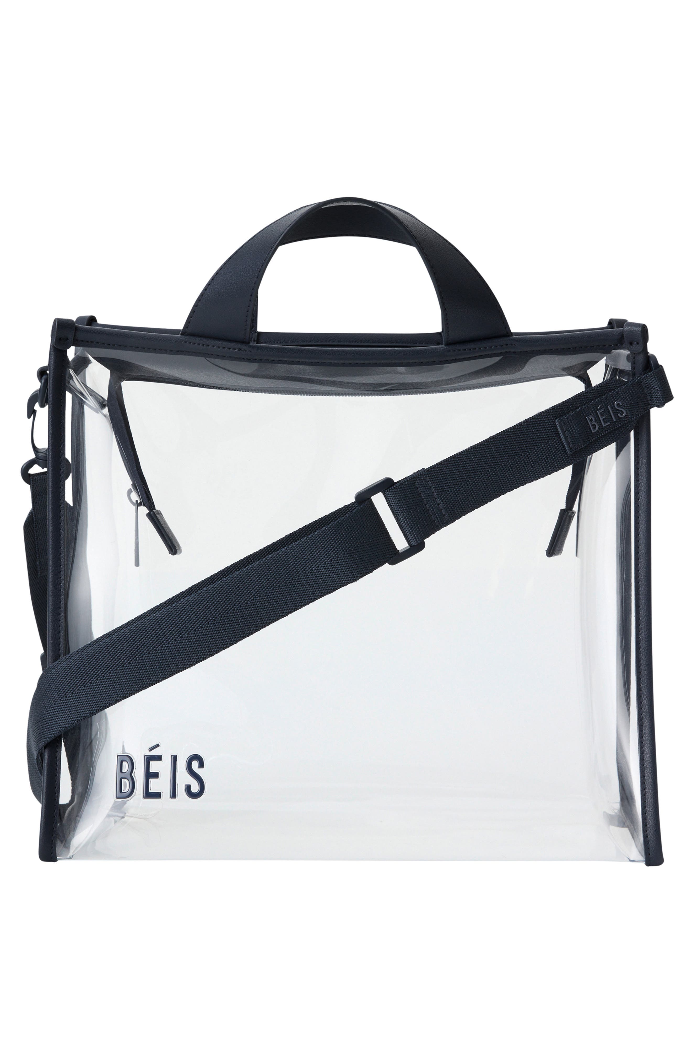 Béis The Clear Stadium Tote, Alternate, color, Navy