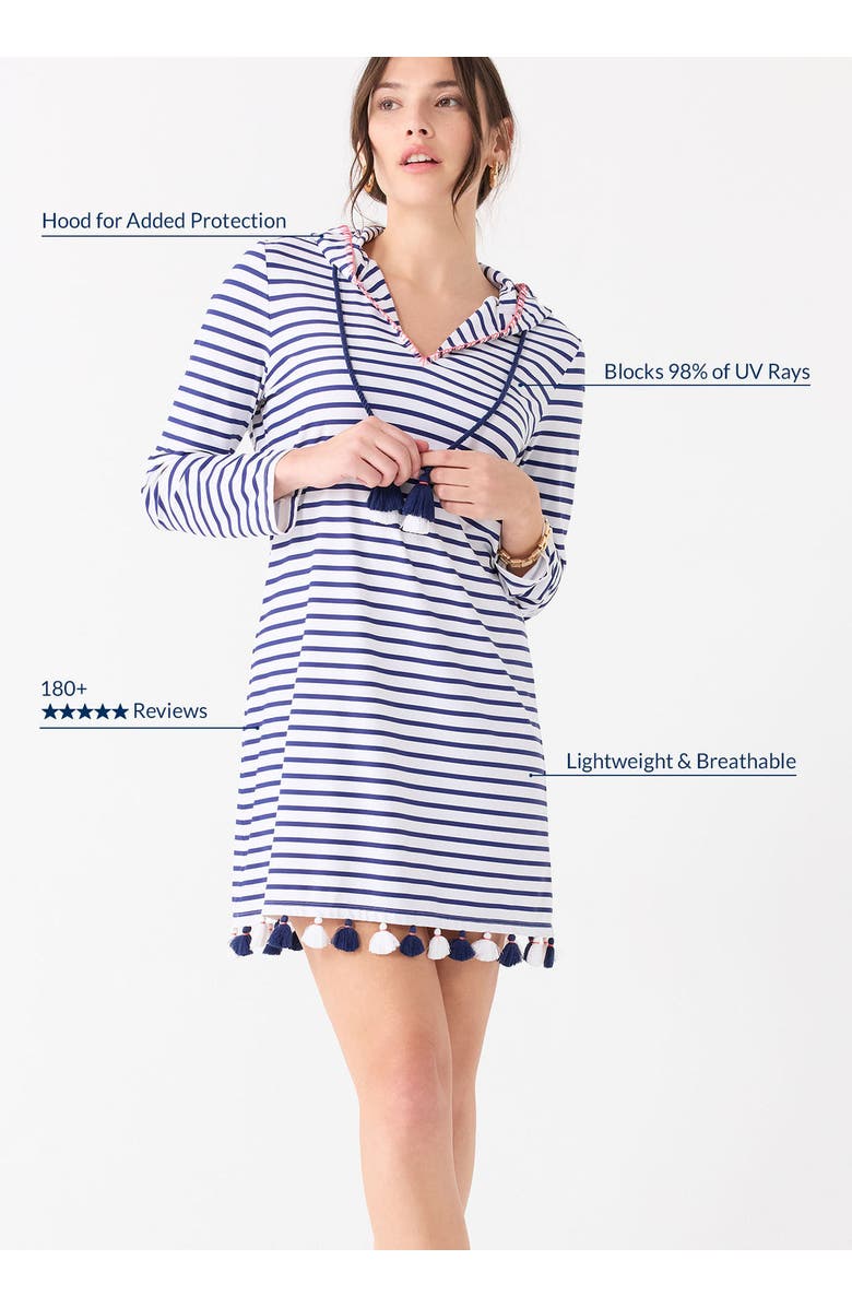 Cabana Life Hooded Cover Up, Alternate, color, Navy/Stripe
