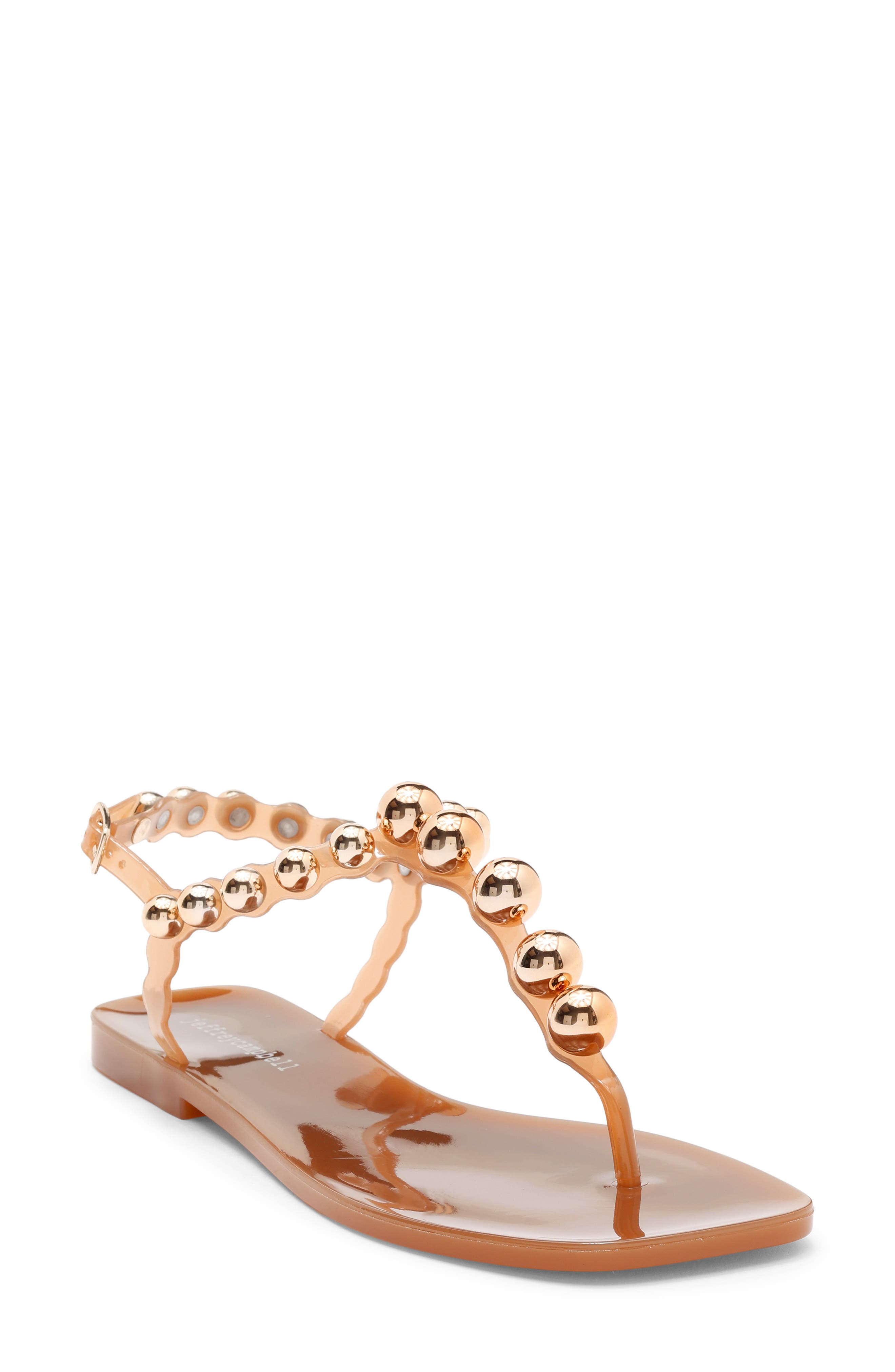 Jeffrey Campbell Plated Embellished Sandal, Main, color, Caramel Gold
