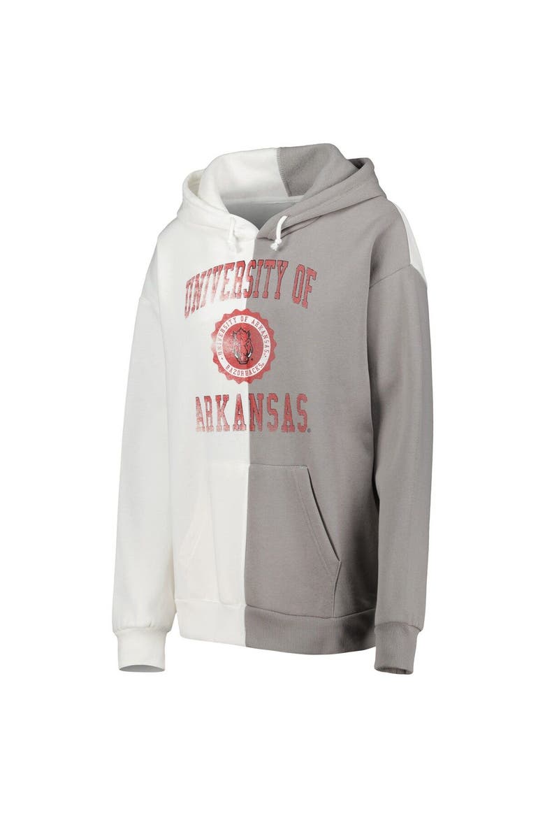 Women's Gameday Couture Gray/White Arkansas Razorbacks Split Pullover Hoodie, Alternate, color, White