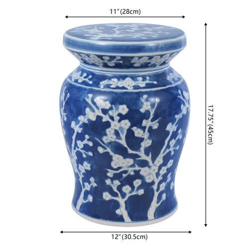JONATHAN Y JONATHAN Y CHERRY BLOSSOM 17.75" CERAMIC GARDEN STOOL 