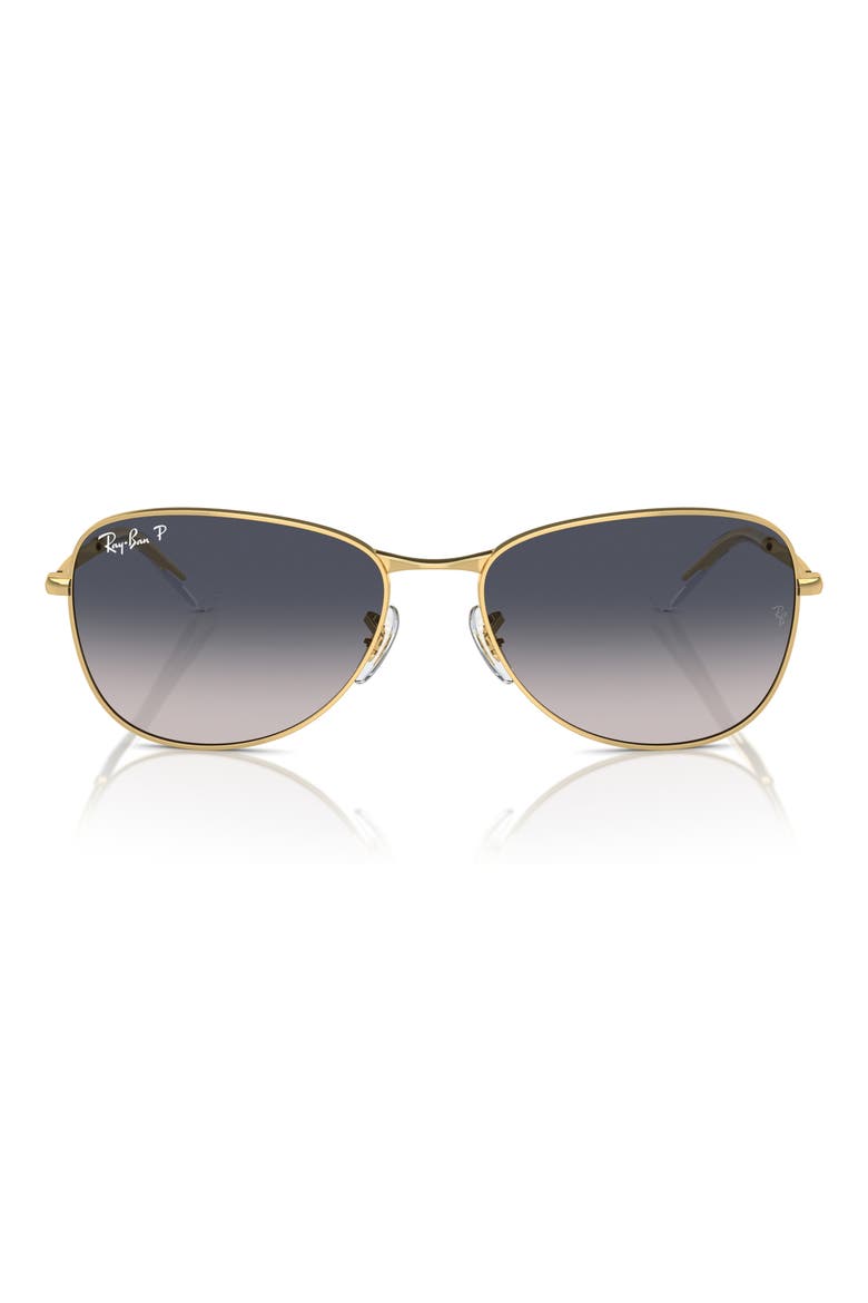 56mm Polarized Pilot Sunglasses, Main, color, GOLD FLASH