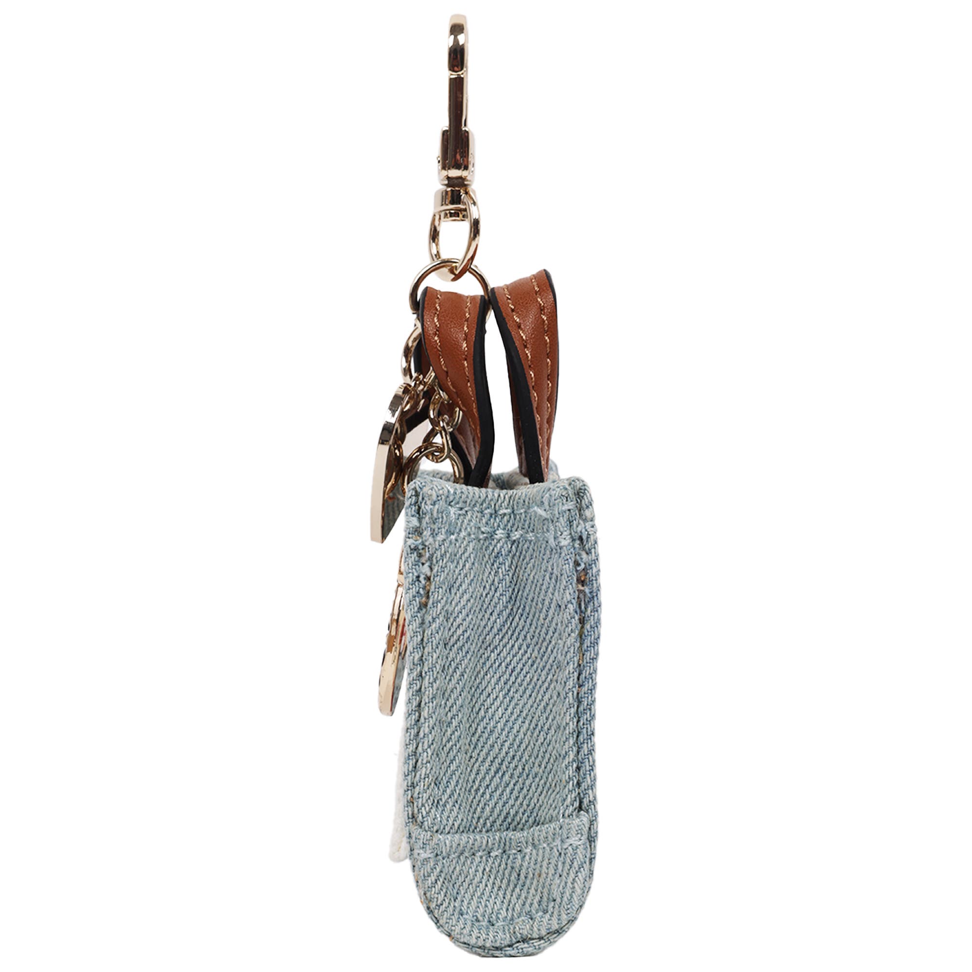 True Religion Buddha Mini Tote Bag Charm, Alternate, color, Denim