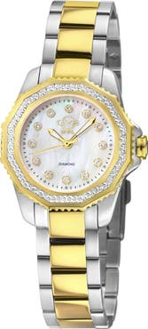 GV2 Cortina Mother-of-Pearl Diamond Two-Tone Bracelet Watch, 30mm - 0.144ct.