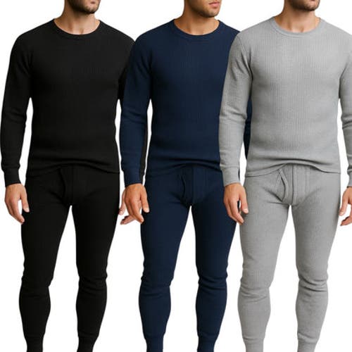 Benben 3 Pack Waffle Knit Thermal Loungewear Set In Gray