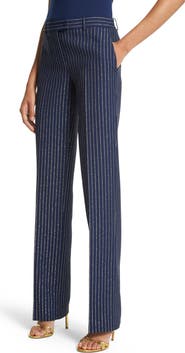 Michael Kors Collection Carolyn Metallic Pinstripe Straight Leg Pants