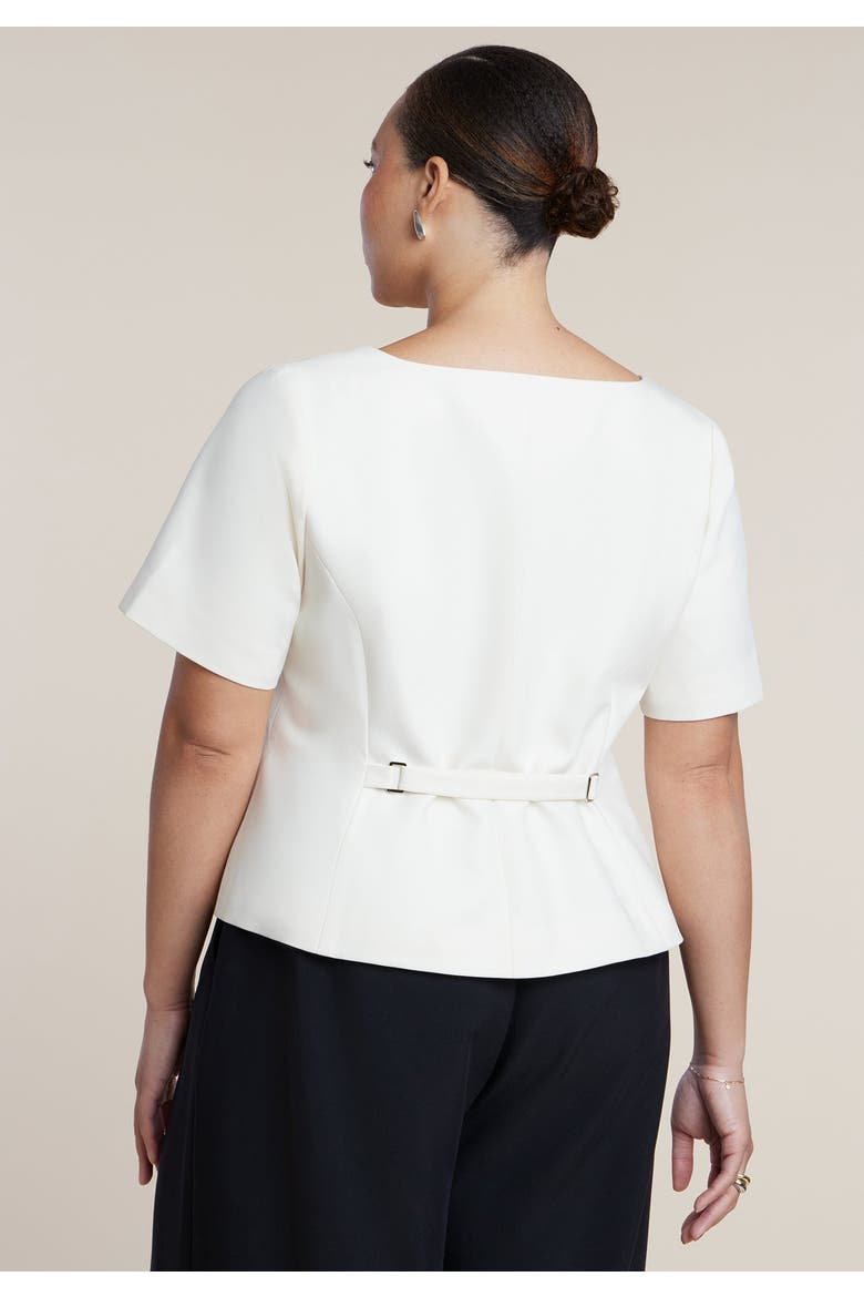 Cinched Waist Short Sleeve Blazer, Alternate, color, CREAM