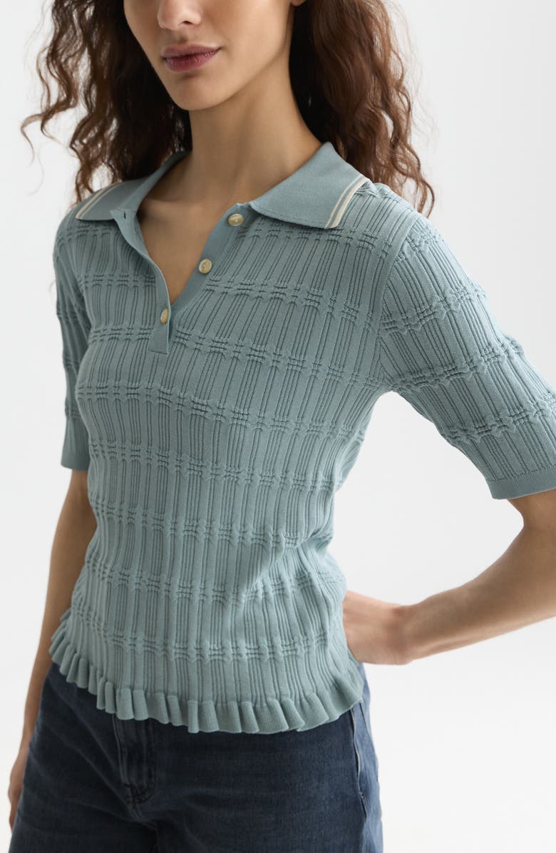 Scotch & Soda Ripple Stitch Knit Polo Top, Alternate, color, Arona