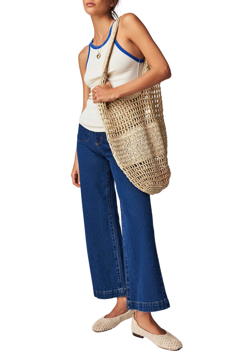 Free People Only One Ringer Stretch Cotton Tank, Alternate, color, Ivory Combo