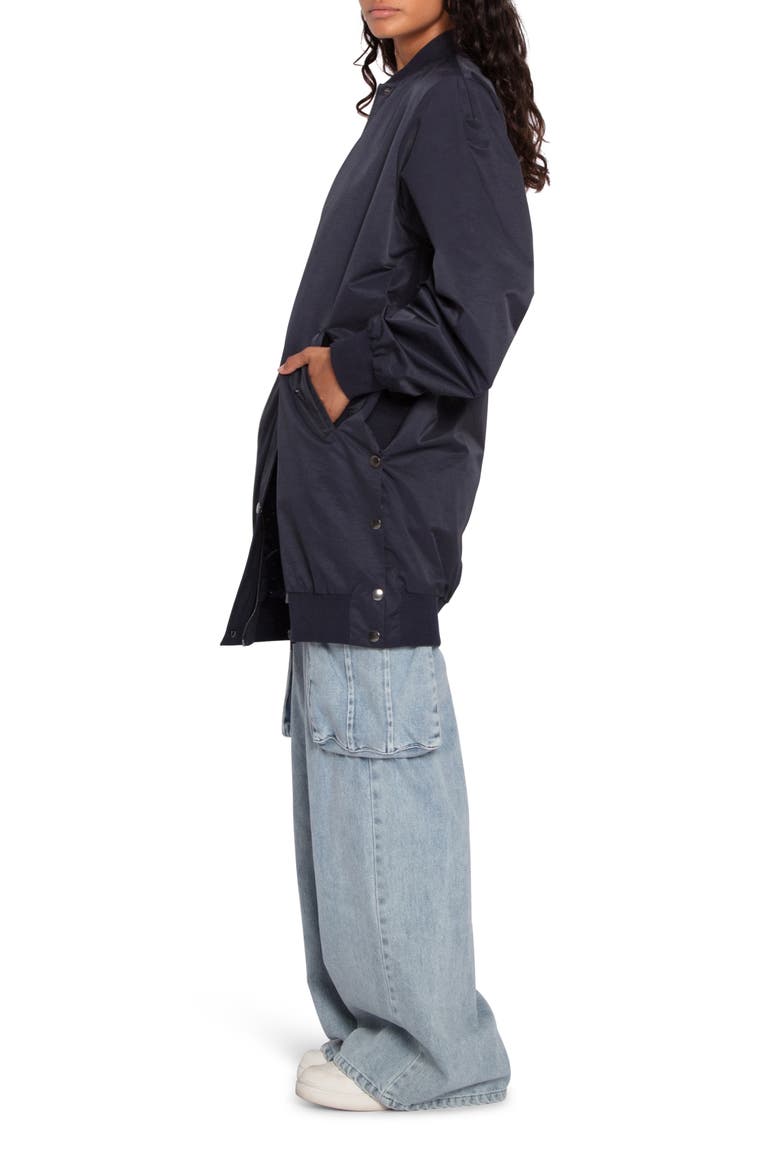 Chasing You Long Bomber Jacket, Alternate, color, NAVY