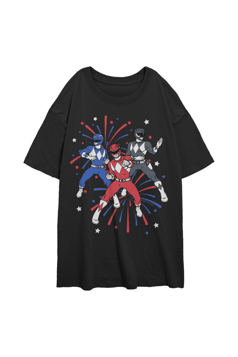 Junior's Classic Fireworks Trio Short Sleeve Oversized T-Shirt, Main, color, Black