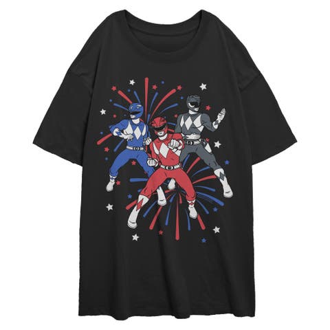 Junior's Classic Fireworks Trio Short Sleeve Oversized T-Shirt