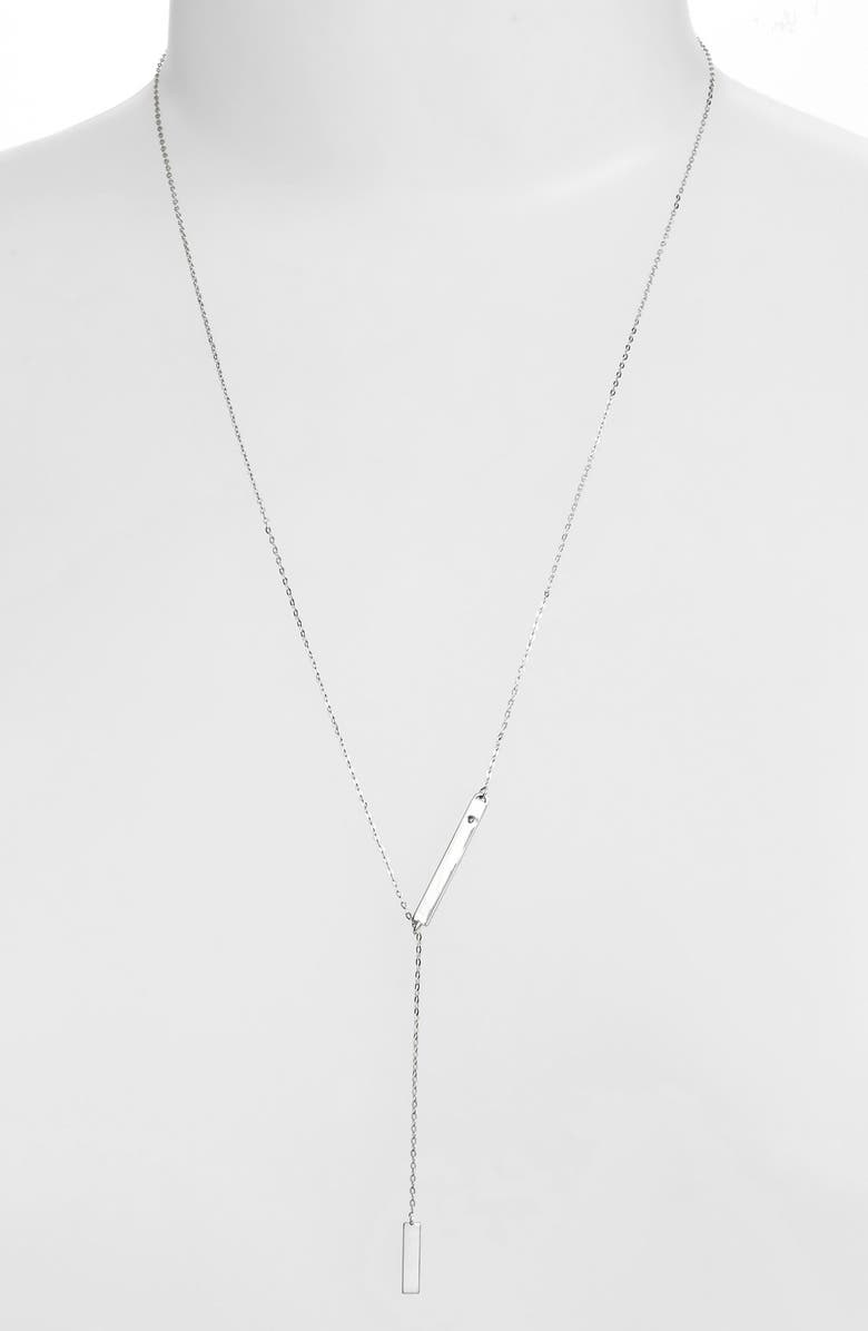 Nadri 'Goldie' Long Bar Lariat Necklace, Main, color, 