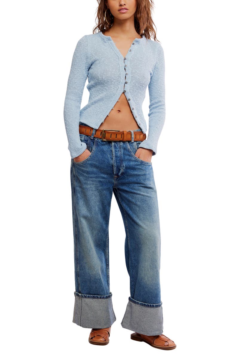 Free People It's On Rib Cardigan, Alternate, color, Boardwalk Blue