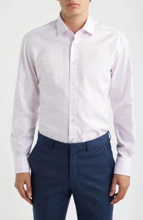 Modern Fit Check Non-Iron Cotton Twill Dress Shirt (Regular & Big)