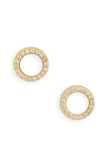 Argento Vivo Crystal Pavé Circle Stud Earrings In Gold