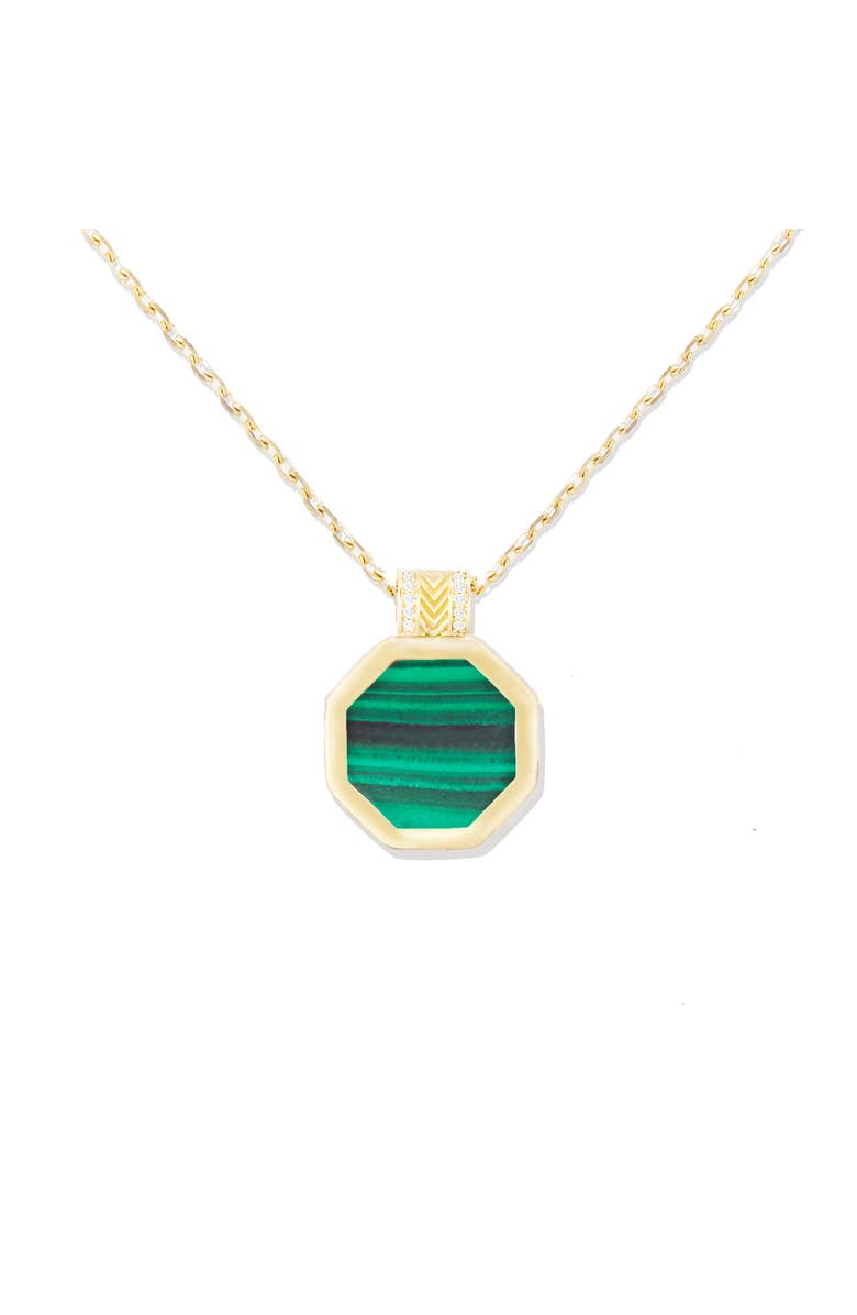 Campbell + Charlotte Spark Octagon Pendant Necklace, Alternate, color, Malachite & Diamond-Gold