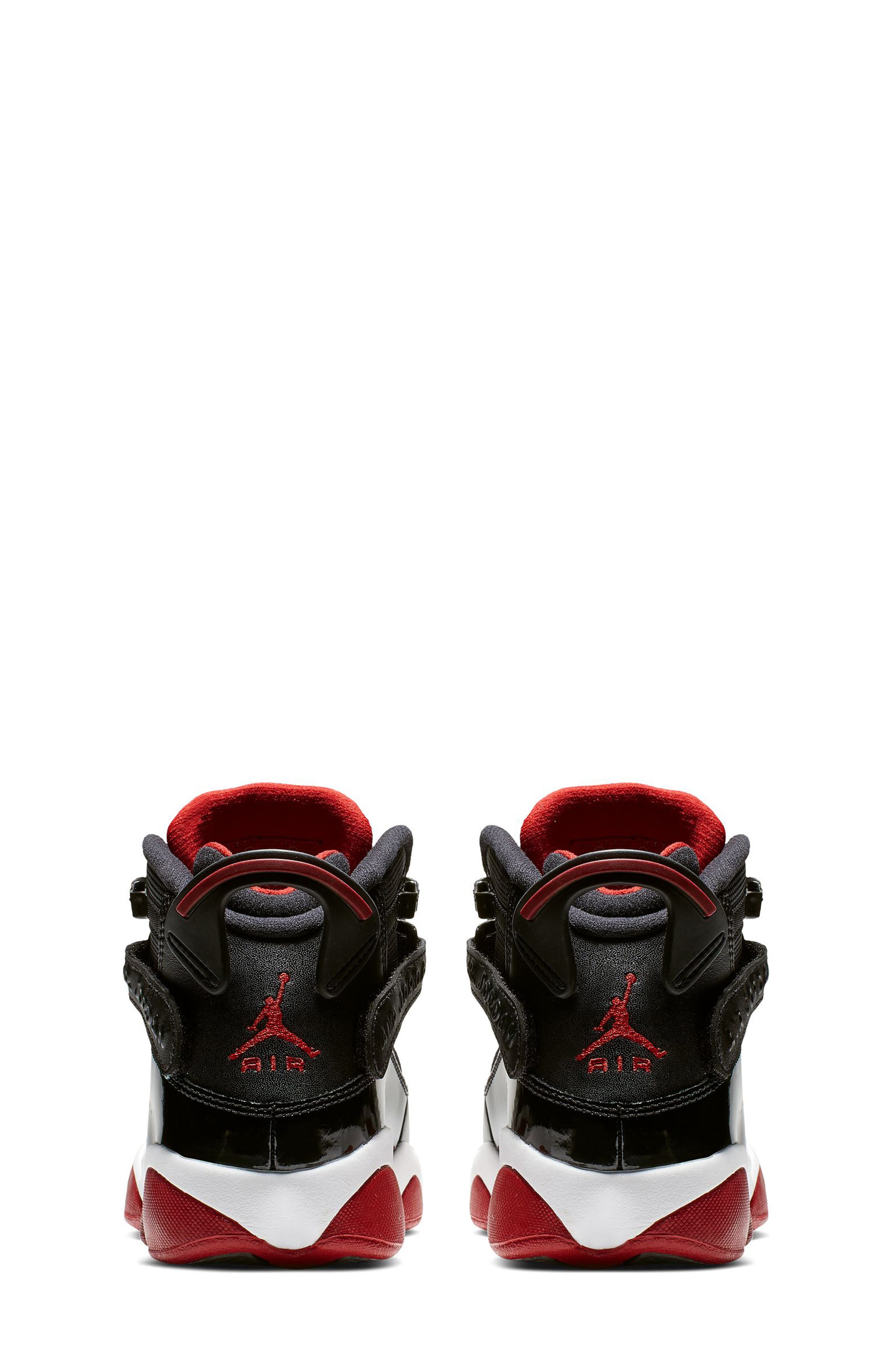 Kids' Jordan 6 Rings High Top Sneaker, Alternate, color, 062 BLACK/V RED