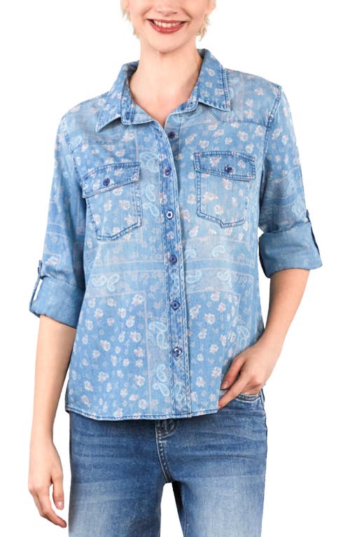 Billy T Bandana Print Short Sleeve Button-up Shirt In Blue