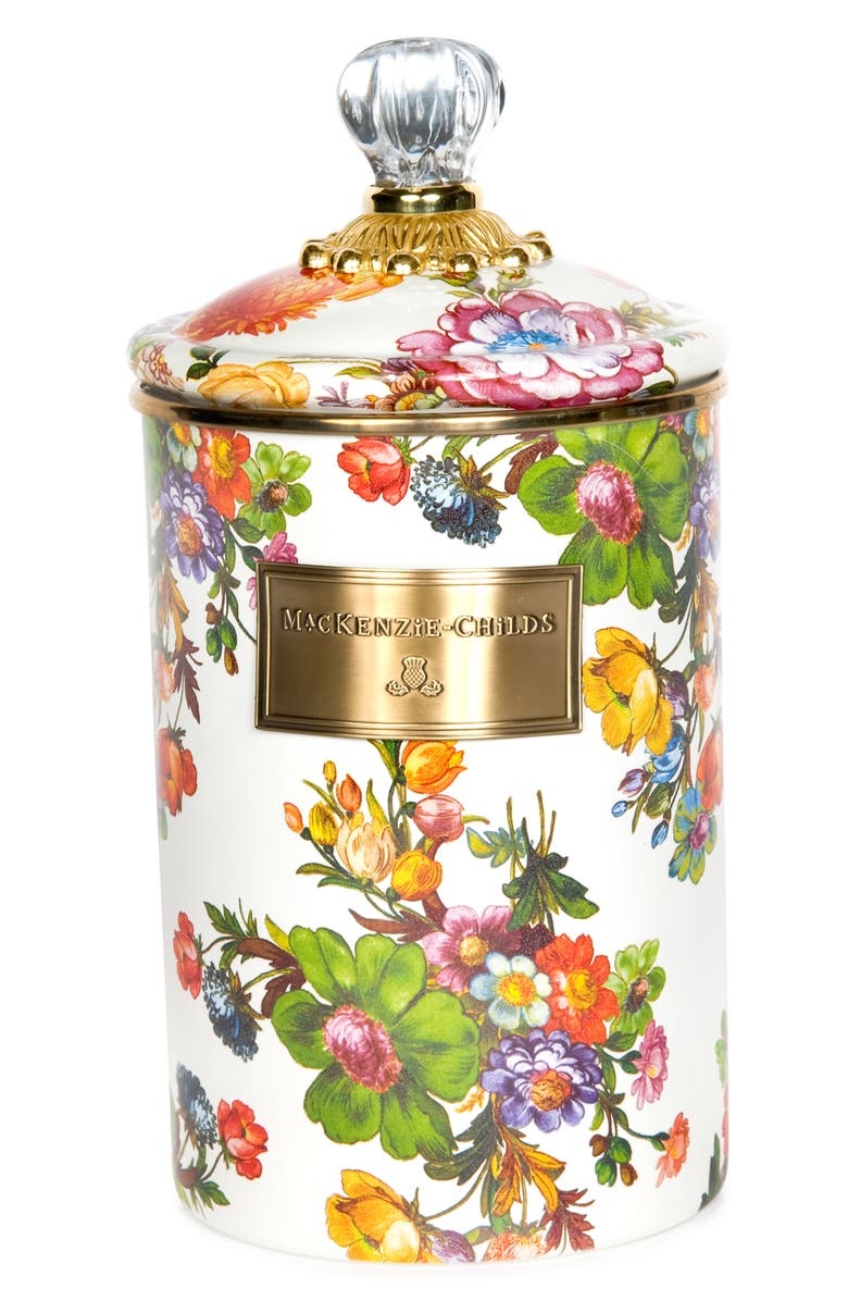 MACKENZIE CHILDS Flower Market Large Enamel Canister, Main, color, Multi