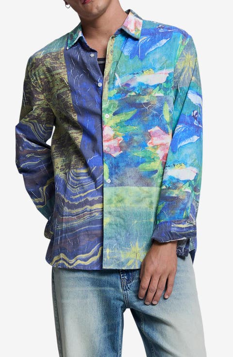 Floral Print Long Sleeve Button Up Shirt