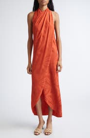 Johanna Ortiz Silent Water Palm Jacquard Drape Satin Top