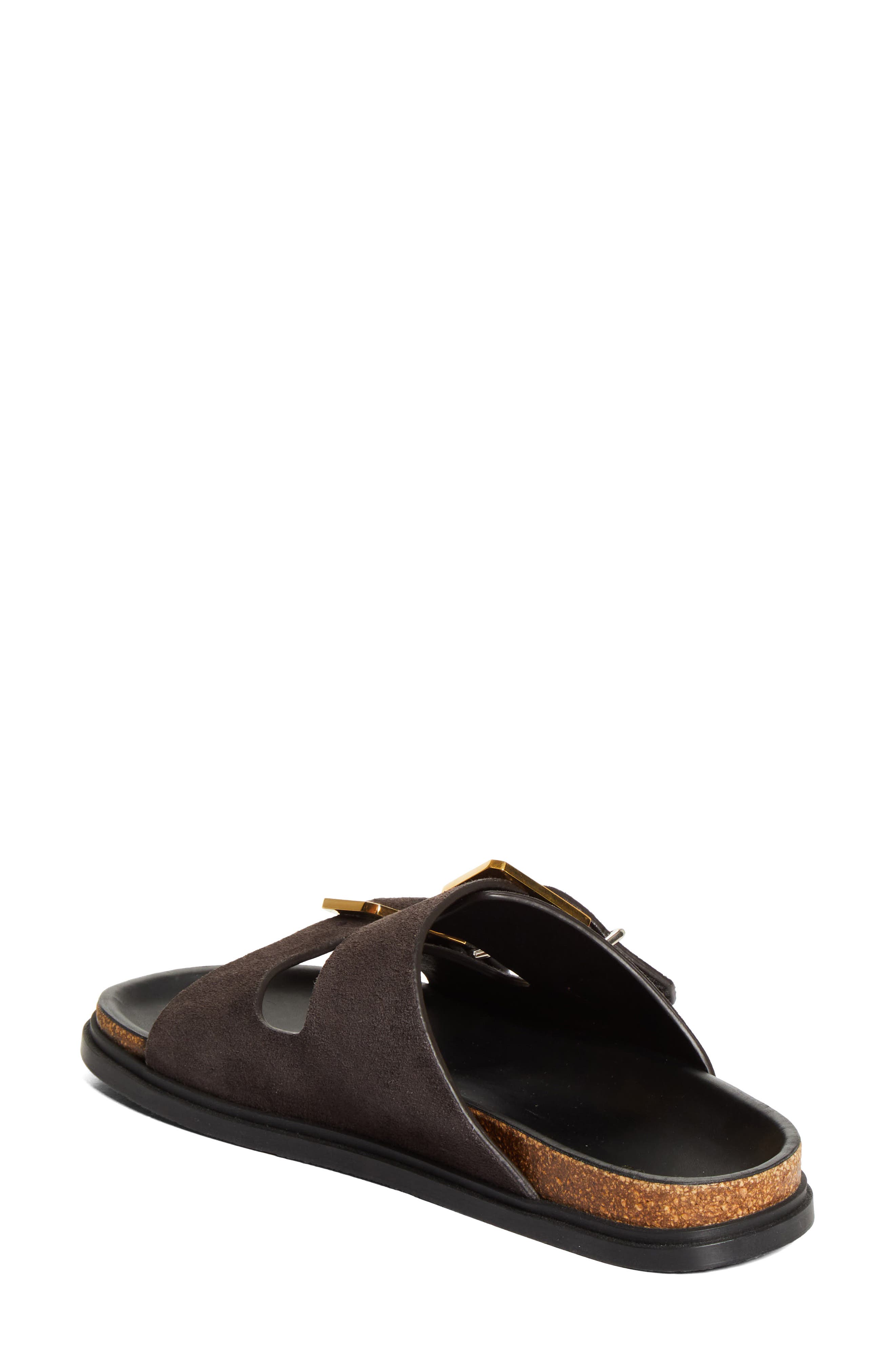 The Row Buckle Slide Sandal, Alternate, color, Coffee