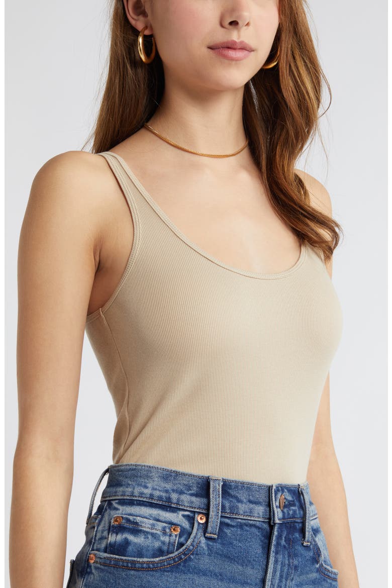 Rib Racerback Tank, Alternate, color, TAN OXFORD